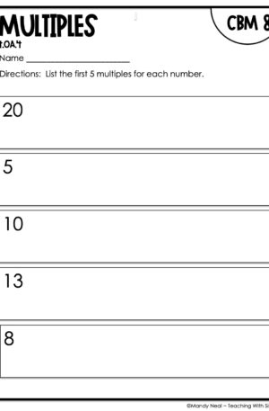 4th Grade Multiples Intervention Assessment 8