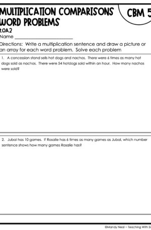 4th Grade Multiplication Comparisons Word Equations Intervention Assessment 5