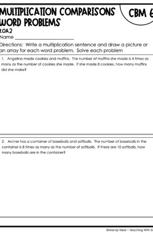 4th Grade Multiplication Comparisons Word Equations Intervention Assessment 6