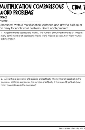 4th Grade Multiplication Comparisons Word Equations Intervention Assessment 7