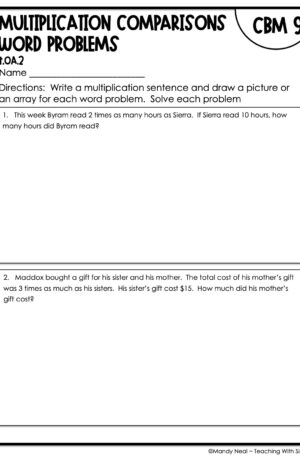 4th Grade Multiplication Comparisons Word Equations Intervention Assessment 9