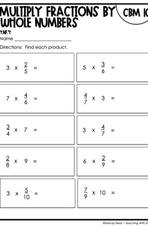 4th Grade Multiply Fractions by Whole Numbers Intervention Assessment 10