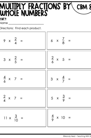 4th Grade Multiply Fractions by Whole Numbers Intervention Assessment 8