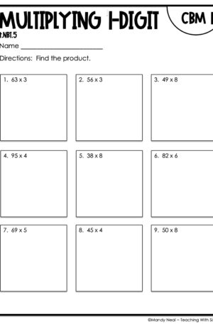 4th Grade Multiplying 1-Digit Intervention Assessment 1