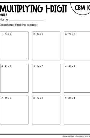 4th Grade Multiplying 1-Digit Intervention Assessment 10