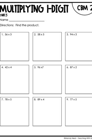 4th Grade Multiplying 1-Digit Intervention Assessment 2