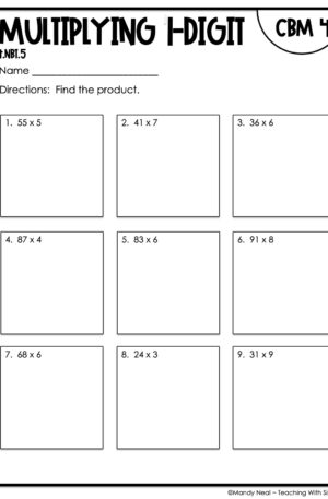 4th Grade Multiplying 1-Digit Intervention Assessment 4