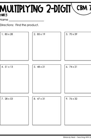 4th Grade Multiplying 2-Digit Intervention Assessment 7
