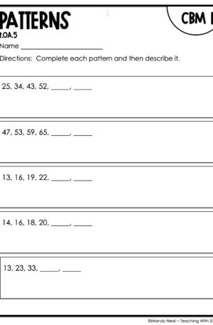 4th Grade Patterns Intervention Assessment 1
