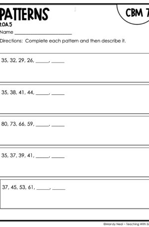 4th Grade Patterns Intervention Assessment 7