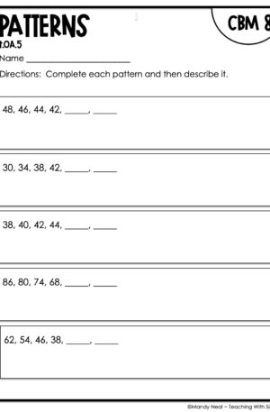 4th Grade Patterns Intervention Assessment 8