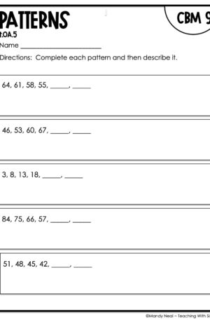 4th Grade Patterns Intervention Assessment 9