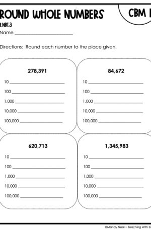 4th Grade Round Whole Numbers Intervention Assessment 1