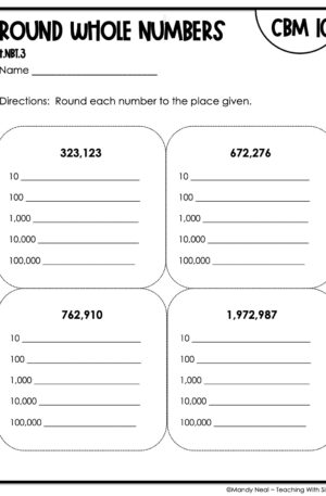 4th Grade Round Whole Numbers Intervention Assessment 10