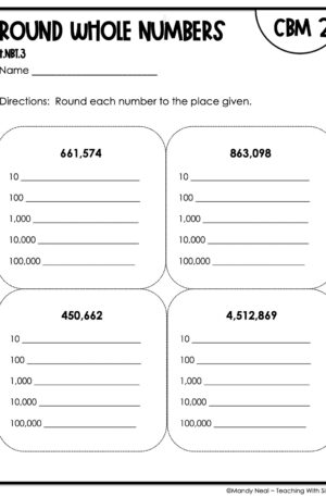 4th Grade Round Whole Numbers Intervention Assessment 2